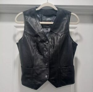 Street and Steel Athena Women's Leather Black Motorcycle Vest Size Medium